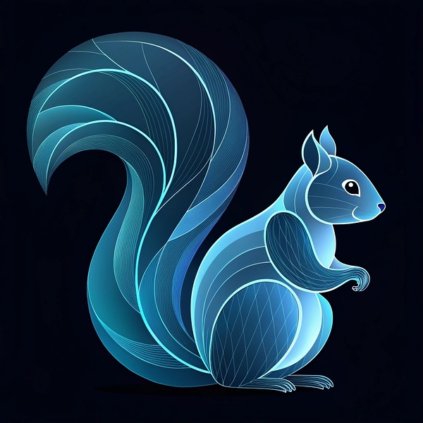Celestial Squirrel: A Futuristic Dance of Light and Mystery Print