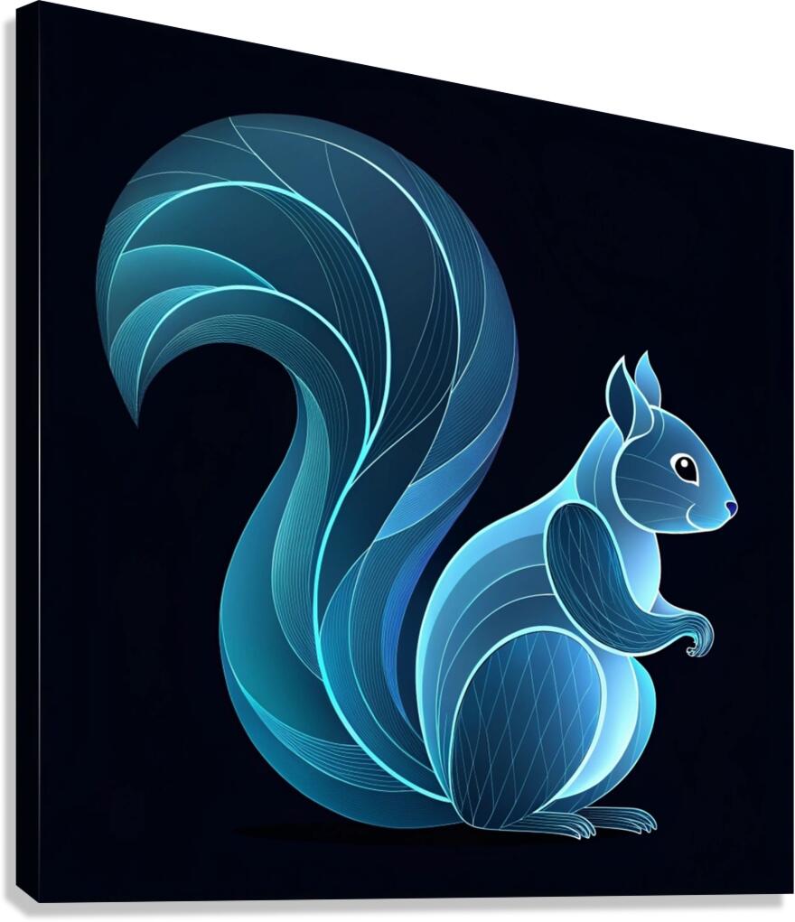 Celestial Squirrel: A Futuristic Dance of Light and Mystery Canvas Print