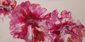 Three Red Gold Flowers Abstract