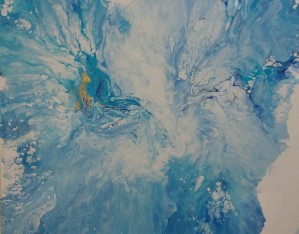 Ocean Blue Gold Surf Abstract