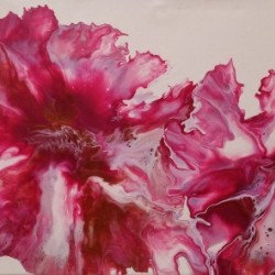 Three Red Gold Flowers Abstract