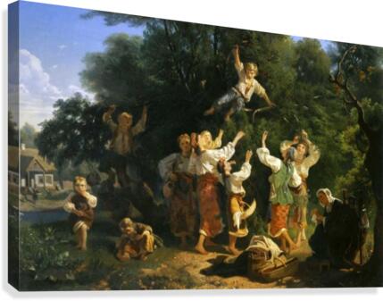 Picking Cherries in the Manor Garden  Canvas Print