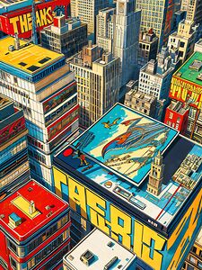 abstract city buildings cartoon aerial view