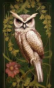artistic owl vines plants flower decoration ornat