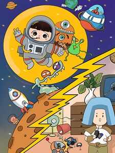 astronaut moon monsters spaceship universe space