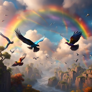 birds nature rainbow colorful sky landscape fligh
