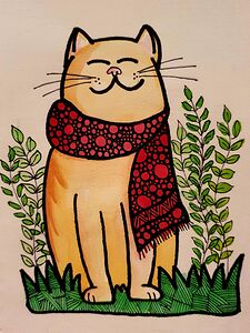 cat drawing animal pet cartoon cat draw watercolo
