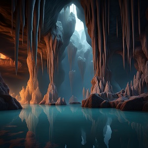 lake cave subterranean nature water wave undergro