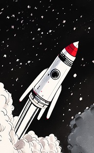 rocket space stars night clouds nature spaceship