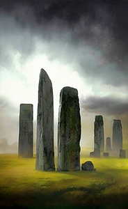 stonehenge standing stones storm landscape cover