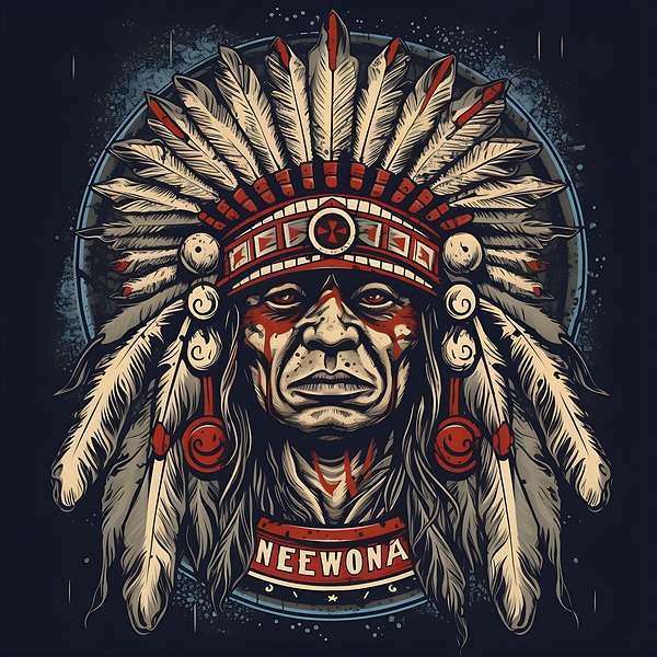 indian chief leader headdress man portrait tribe Print