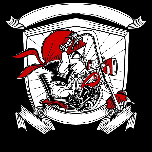 motorcycle club frame engraving art Print