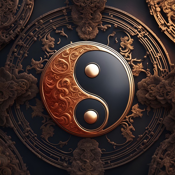 yin yang iron brass symbol harmony logo nature.jp Print