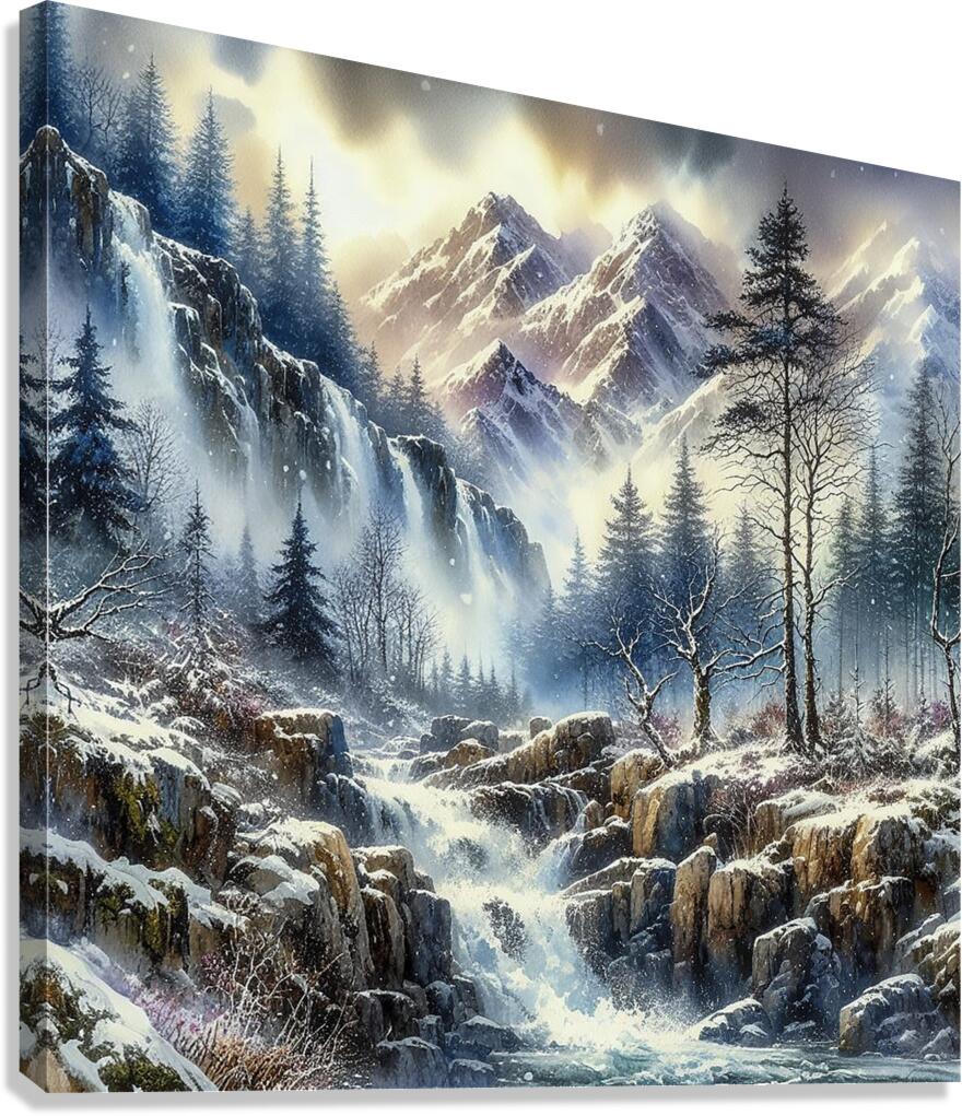 mountainous waterfall Canvas Print