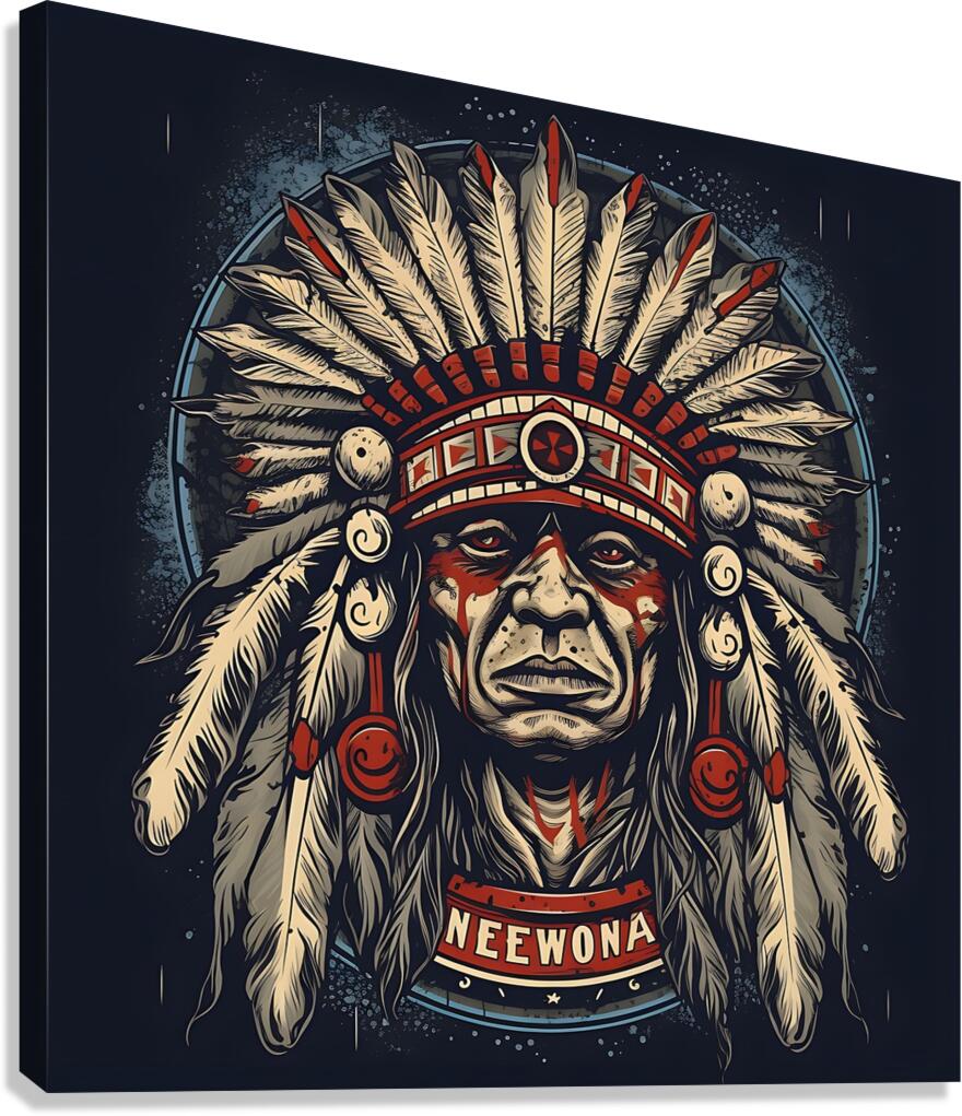 indian chief leader headdress man portrait tribe Canvas Print
