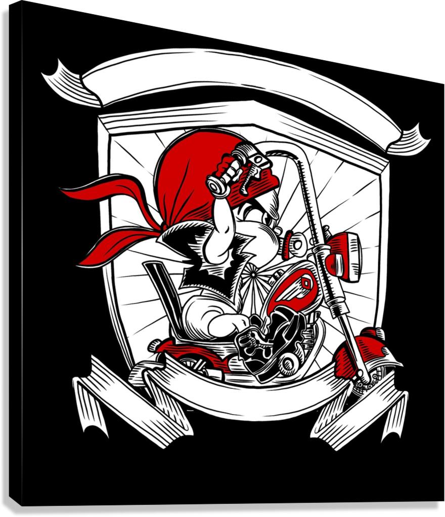 motorcycle club frame engraving art Canvas Print