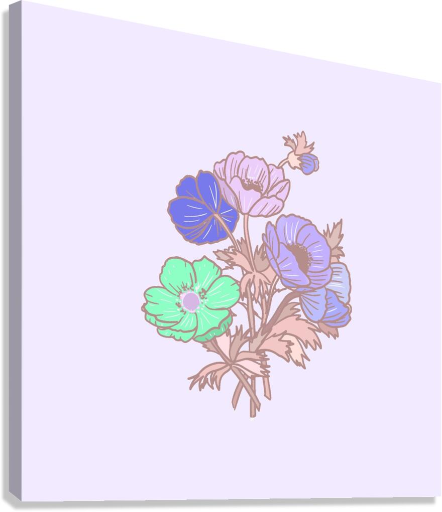 flowers poppy drawing bloom blossom art sketch fl Canvas Print