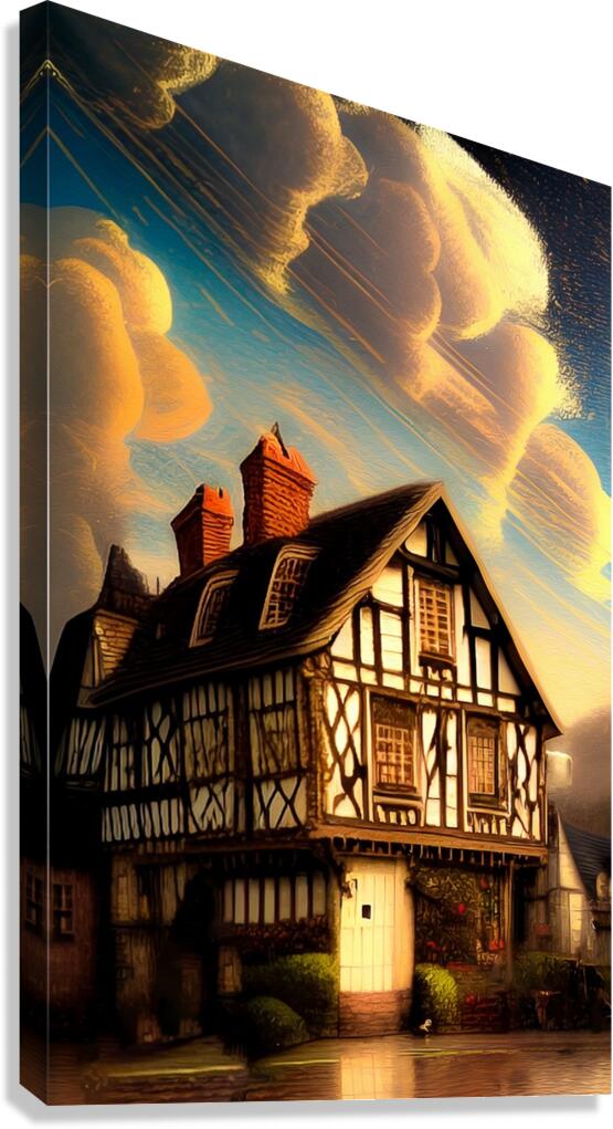 village house cottage medieval timber tudor split Canvas Print