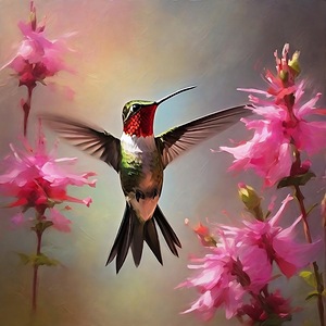 The Ruby throated hummingbird