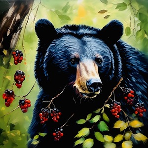 Black bear eating wild berries