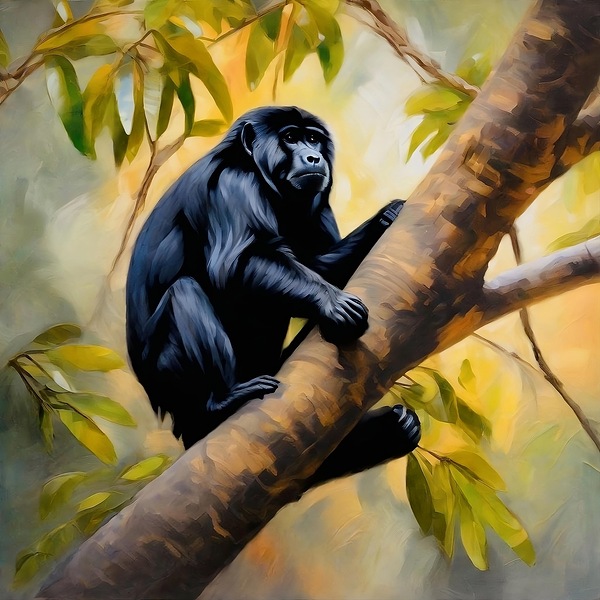 Black Howler monkey Print