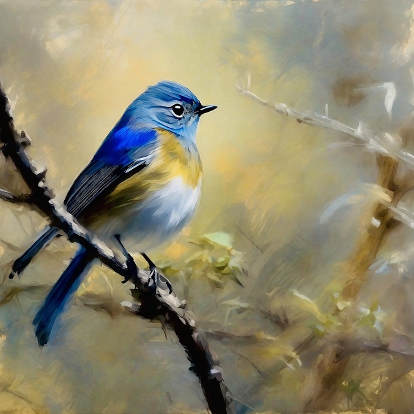 Red flanked blue tail Print