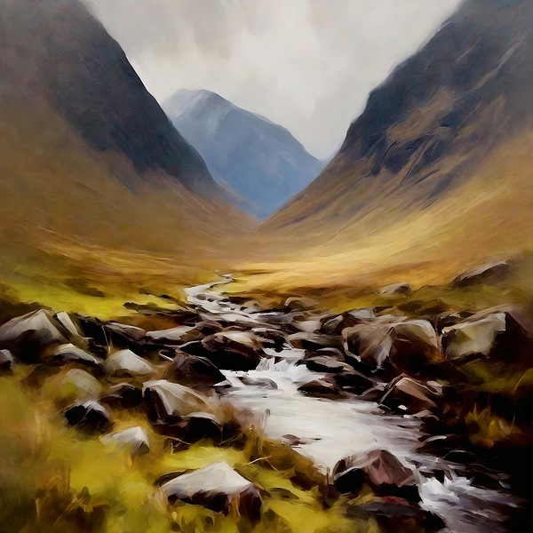 Peaceful mountain Glen Coe by Island Art Studio