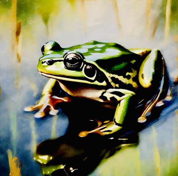 The American green tree frog by Island Art Studio