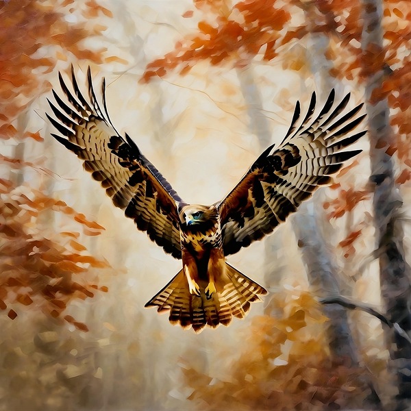 Red tailed hawk swooping towards prey Print