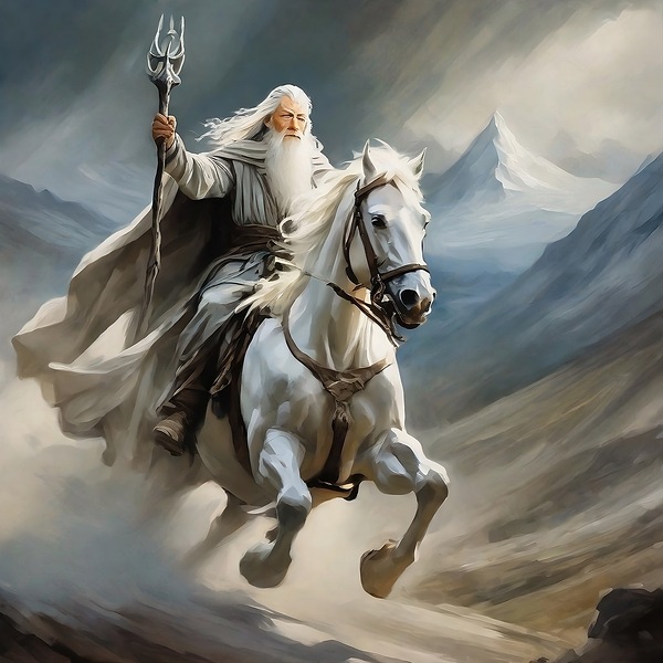 Gandalf on his charger by Island Art Studio