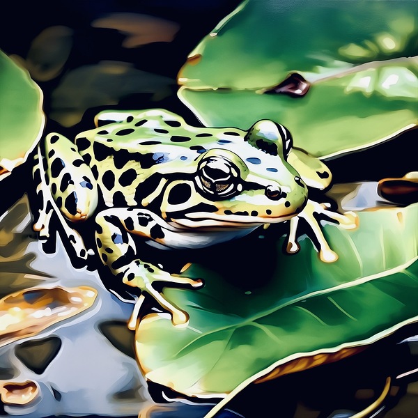 Leopard frog by Island Art Studio