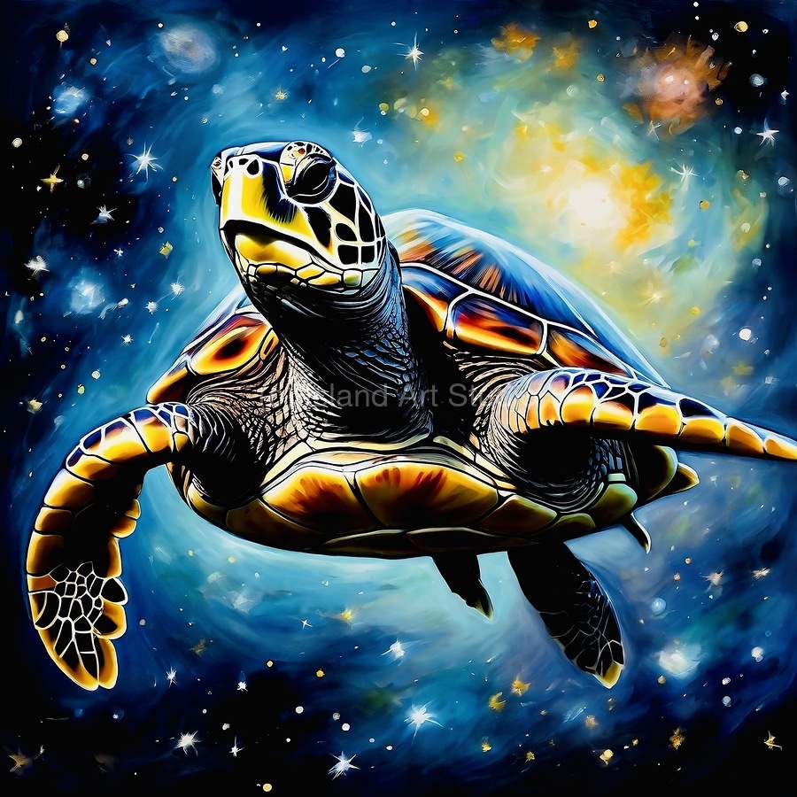 Cosmic turtle by Island Art Studio Wall Art