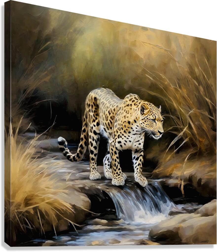 Thirsty Leopard Canvas Print