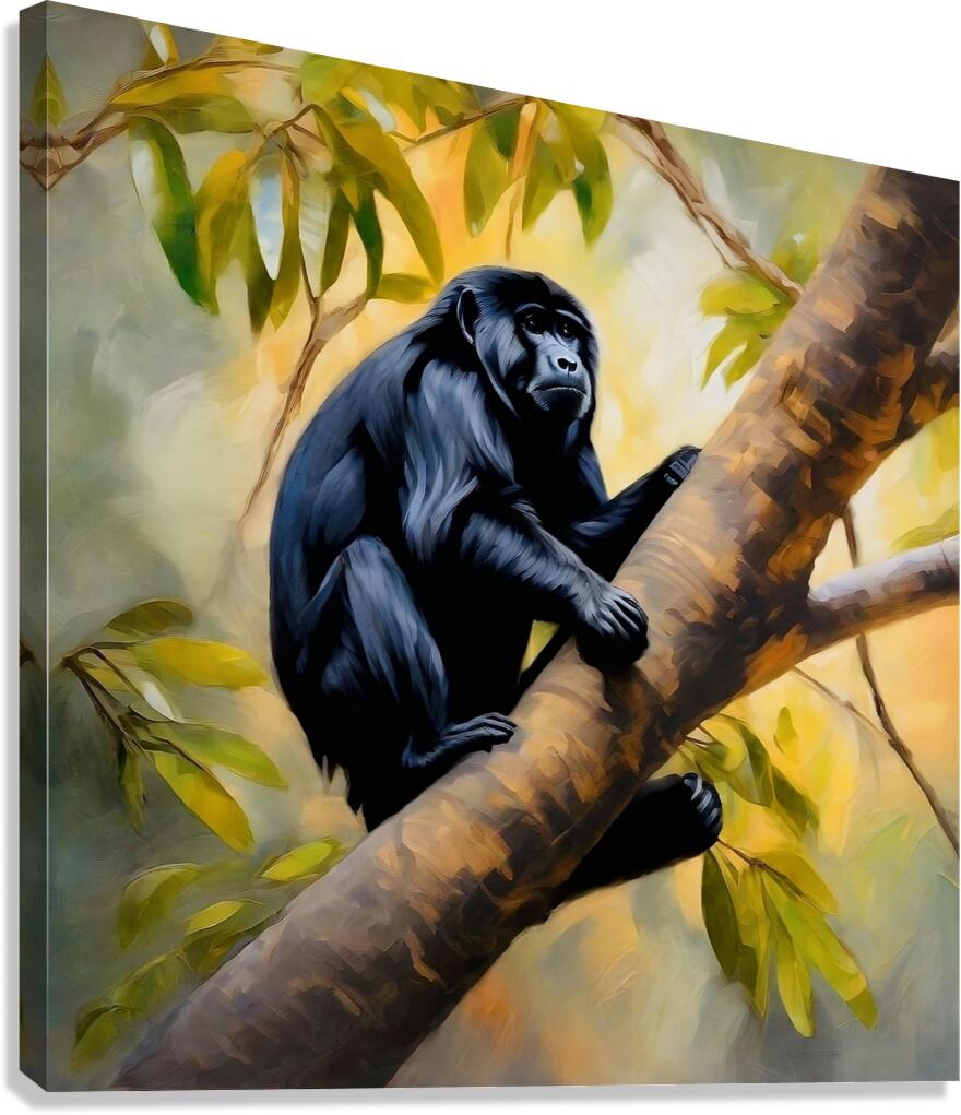 Black Howler monkey Canvas Print