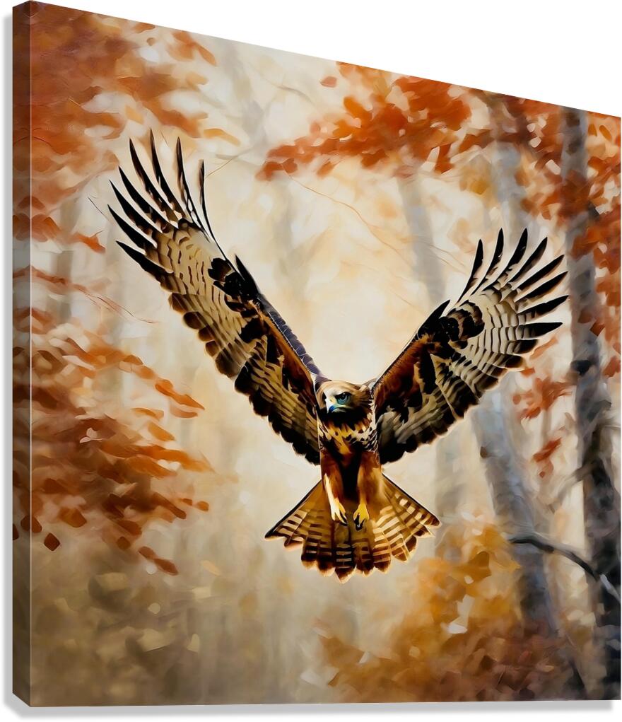 Red tailed hawk swooping towards prey Canvas Print