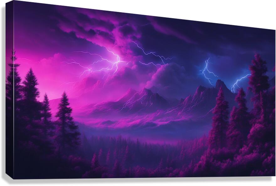 Neon Lightning V4 Canvas Print