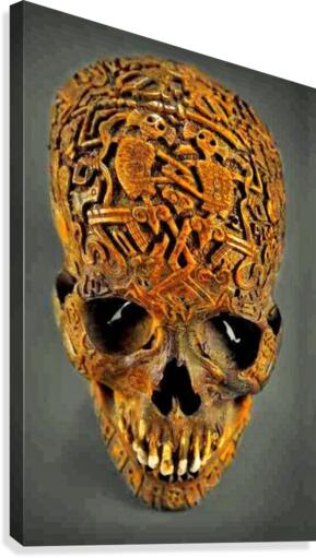 Carved human skull Canvas Print