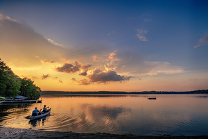 Canoeing at Sunset Twin Lakes PA