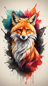 powerful colorful fox