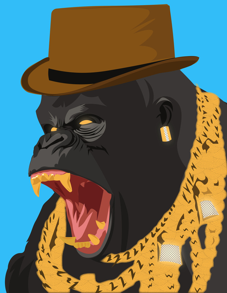 Gorilla gangster Print
