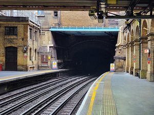 London Tube station tunnel with multiple tracks2