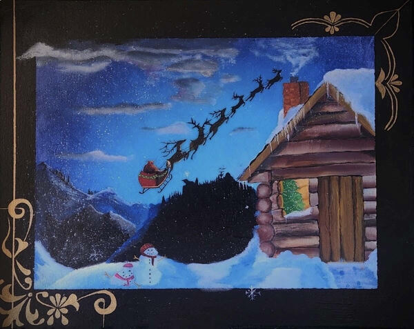 Santas Home for the Evening Print