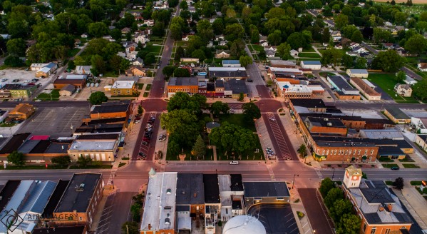 Rushville, IL Square and Town Print