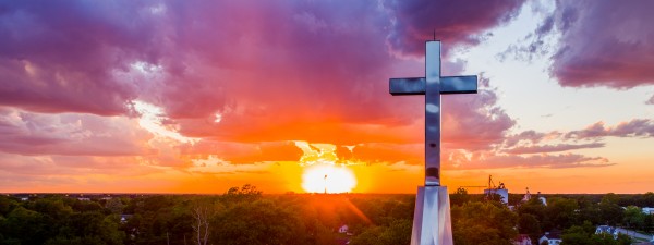 Rushville, IL Presbyterian Church Cross at Sunset II Print