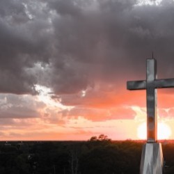 Rushville, IL Presbyterian Church Cross at Sunset