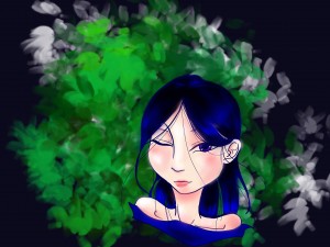 Blue haired girl