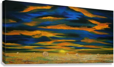 Sunset Hayfield Canvas Print
