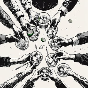 Hand-Drawn Drink Celebration Artwork
