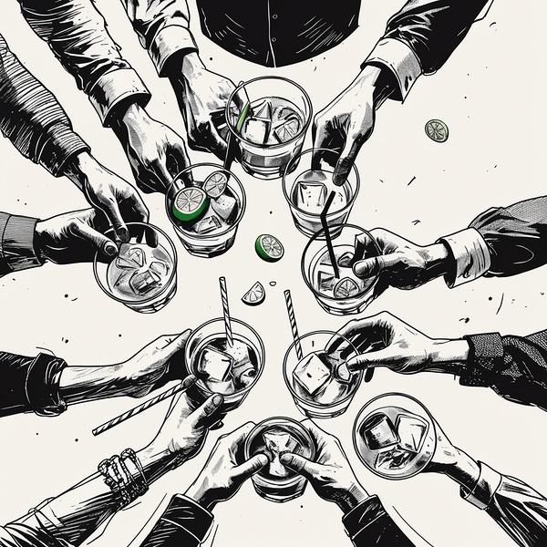Hand-Drawn Drink Celebration Artwork Print