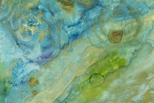 Gold Blue and Green Abstract Number 10